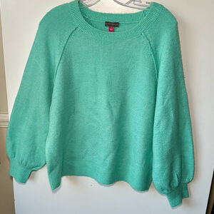 Vince Camuto Green Balloon Sleeve Raglan Sweater Women's Small Holiday Special